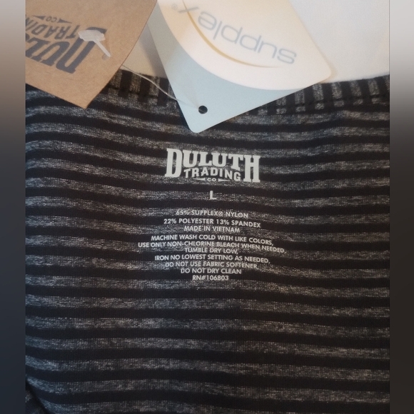 DULUTH TRADING CO Women's NoGa Stretch Dress Black Grey Striped Zip Pocket New L - Picture 5 of 11